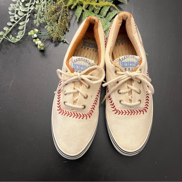 Vintage 1992 Keds Championship Series Baseball Stitch Sneaker Shoes Sz 7 90s - Picture 1 of 15